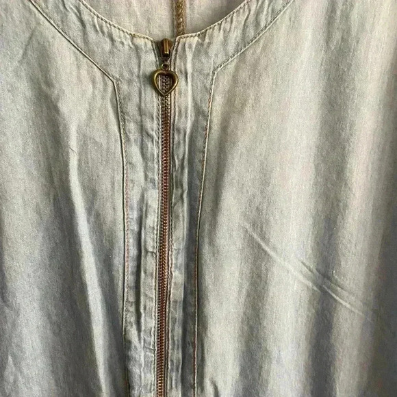 💥Vintage Vibe Denim Jumper Zip Up Dress L - Picture 5 of 10